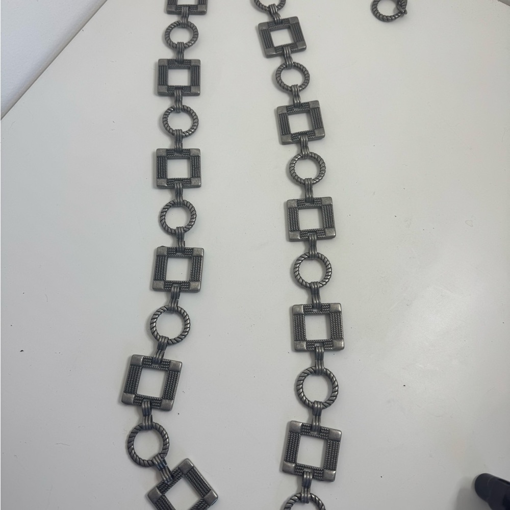 Silver Geometric Plus Size Metal Chain Belt 90s Retro